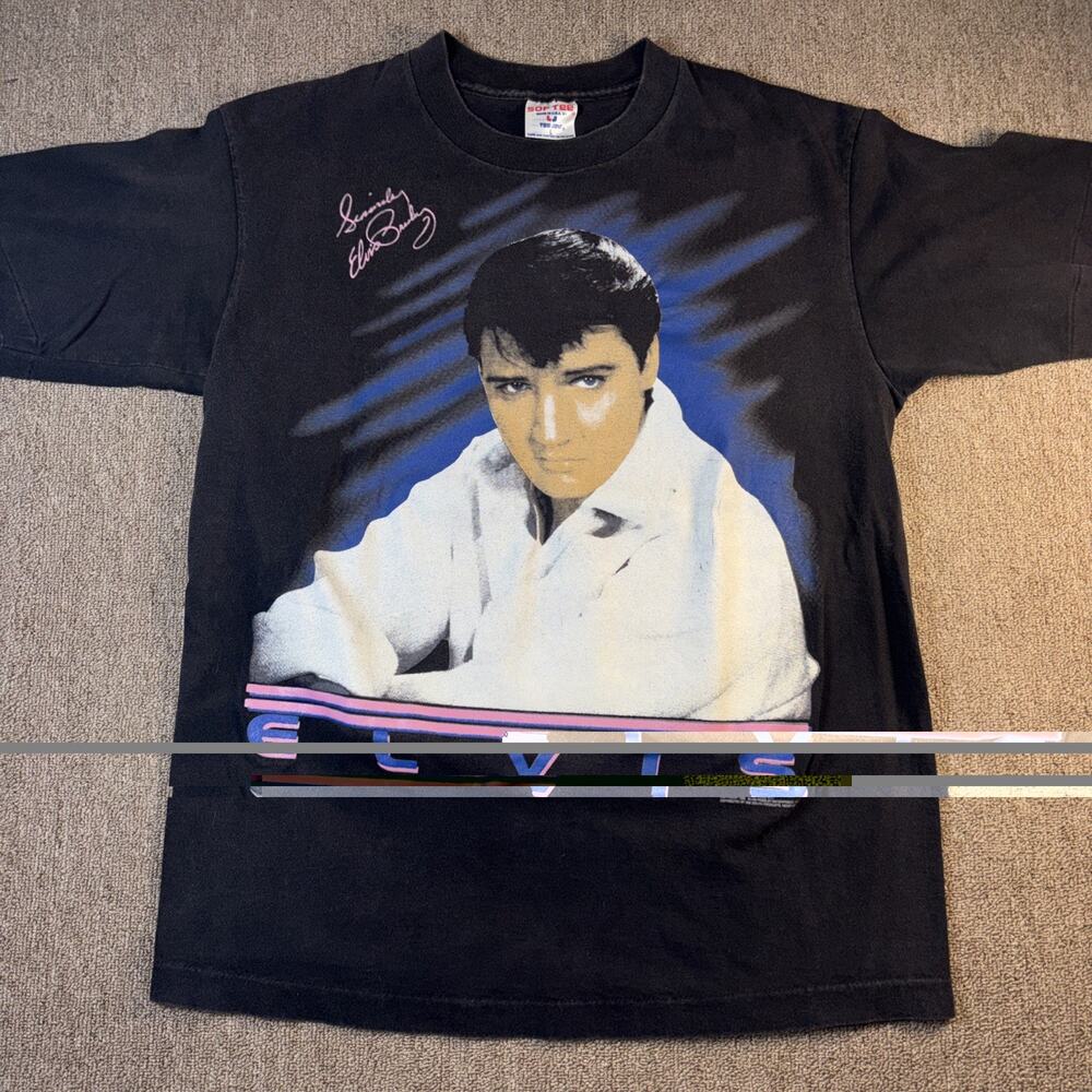 VTG 1989 Elvis Music Band T-shirt Large Black Single Stitch